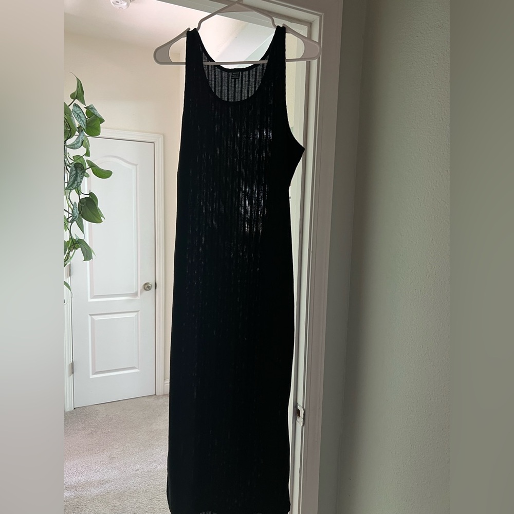 SHEIN Black Ribbed Maxi Dress